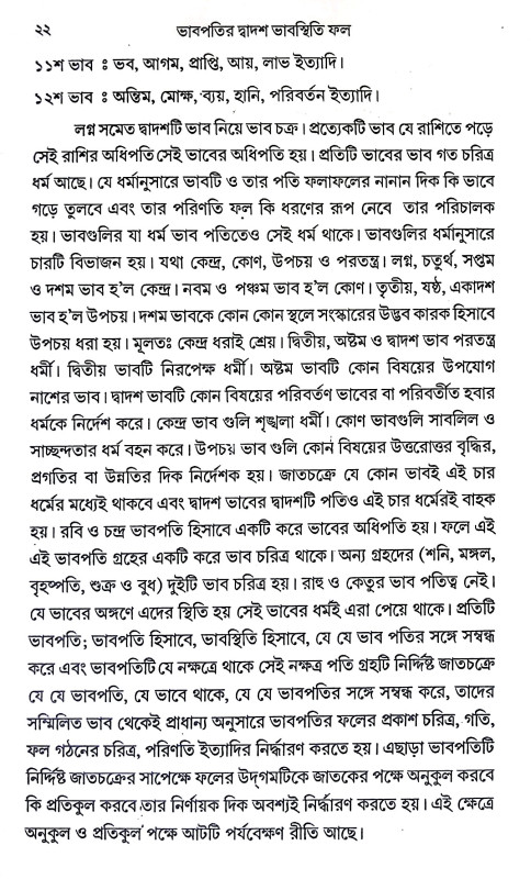 ভাবপতির দ্বাদশ ভাবস্থিতি ফল Bhabpatir Dbadas Bhabasthiti Phal