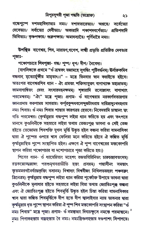 ত্রিপুরসুন্দরী পূজা পদ্ধতি Tripurasundari Puja Paddhati