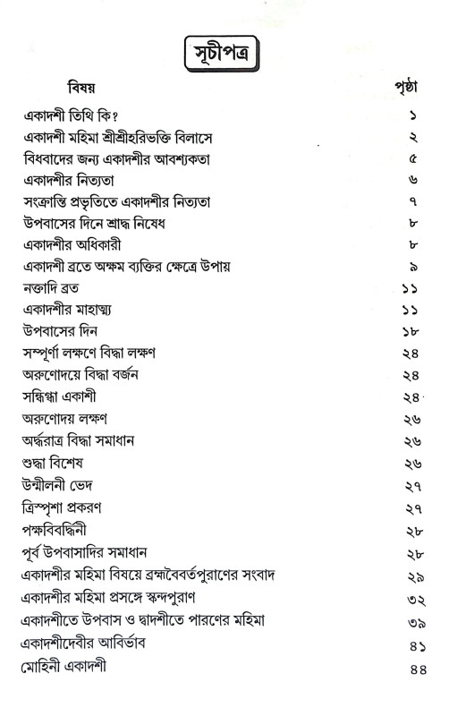 শ্রীশ্রী একাদশী মহিমা Sri Sri Ekadashi Mahima